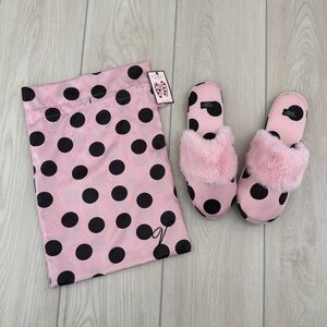 Polka Dot Satin Slippers